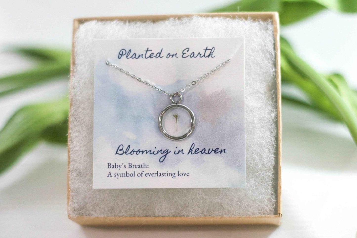 Baby's Breath Flower Necklace | Silver Circle Pendant - Sale - Rest of the Nest
