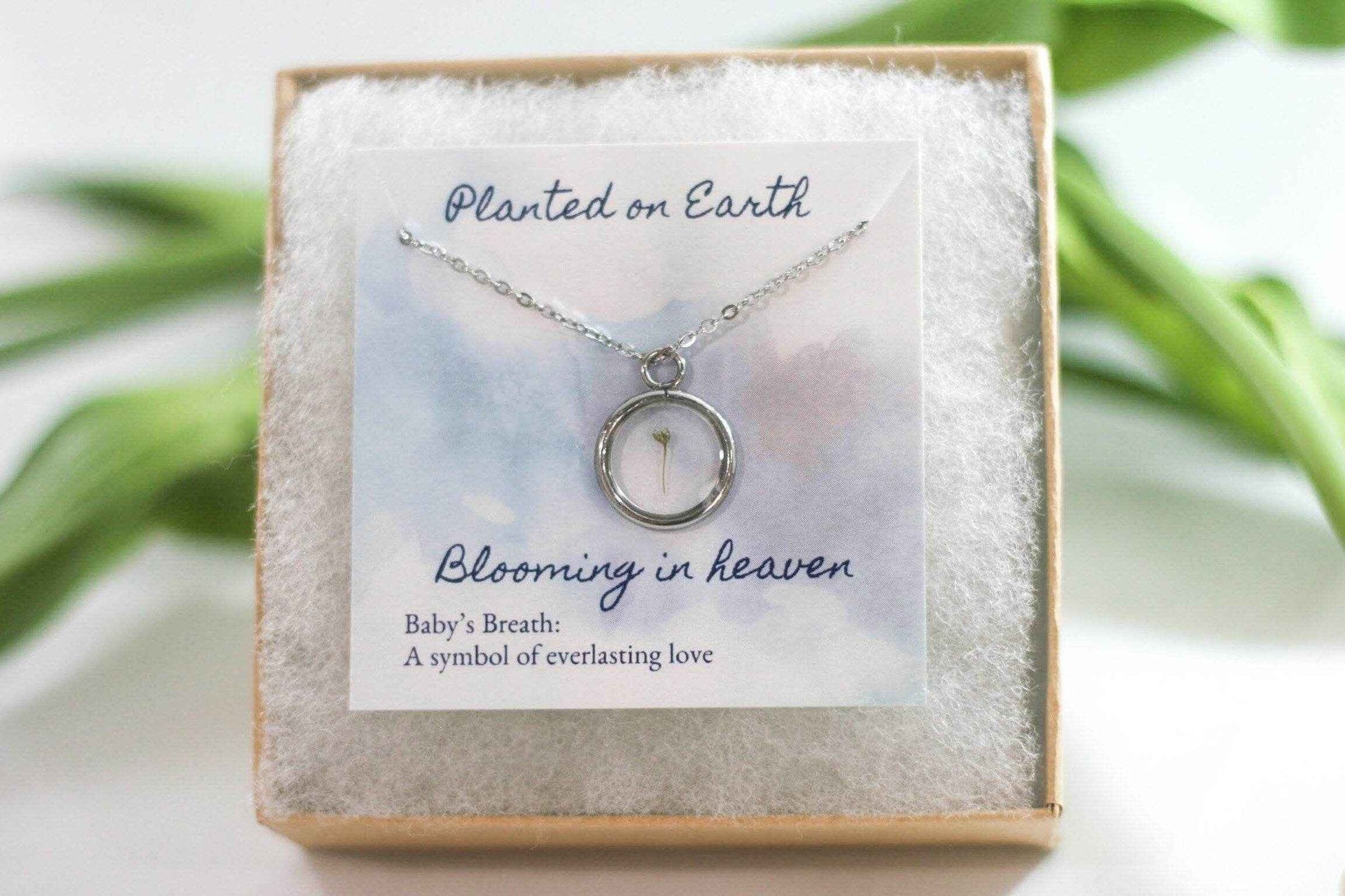 Baby's Breath Flower Necklace | Silver Circle Pendant - Sale - Rest of the Nest