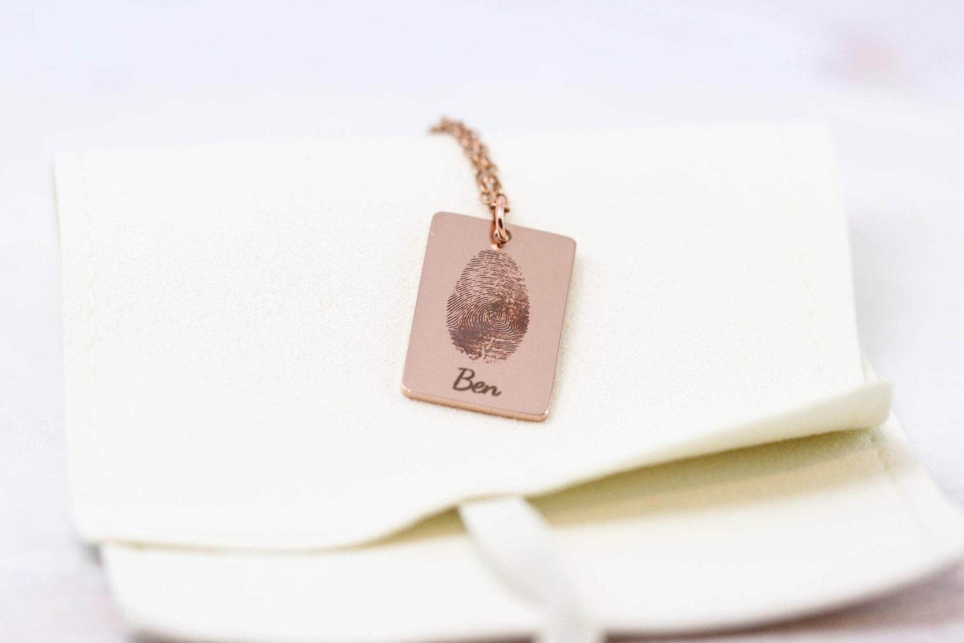 Actual Fingerprint Necklace | Rose Gold Plated Pendant - Rest of the Nest