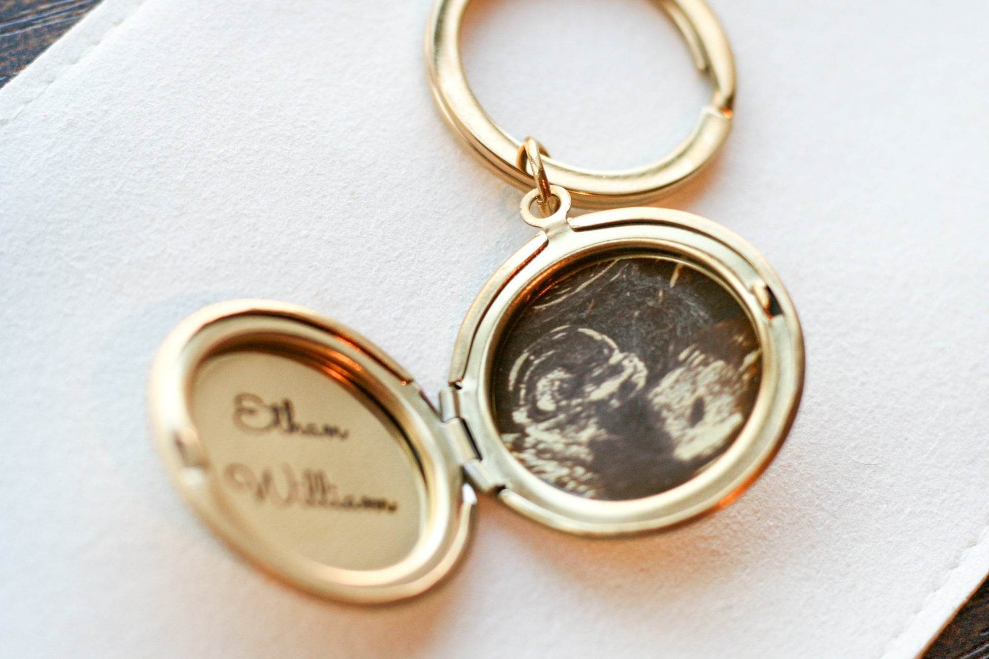 Engraved Sonogram Keychain | Circular Locket - Sale - Rest of the Nest