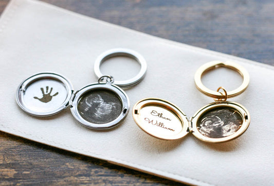 Engraved Sonogram Keychain | Circular Locket - Sale - Rest of the Nest