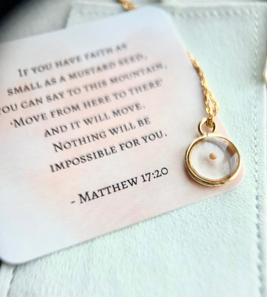 Mustard Seed Religious Necklace | Circle Pendant - Rest of the Nest