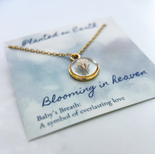 Baby’s Breath Miscarriage Necklace | Real Flower Keepsake