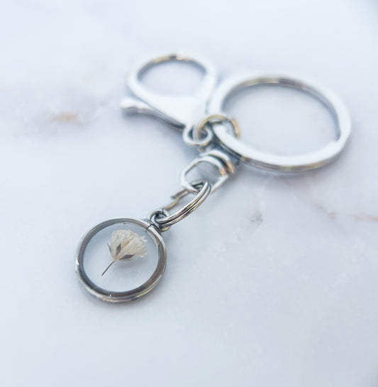 Baby’s Breath Memorial Keychain | Real Flower Remembrance Keepsake