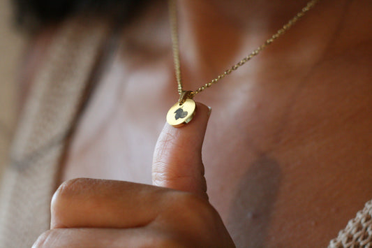 Rest of the Nest Gold Pendent Necklace with Lemon fruit engraving.