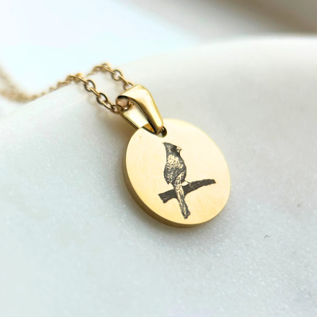 engraved cardinal necklace
