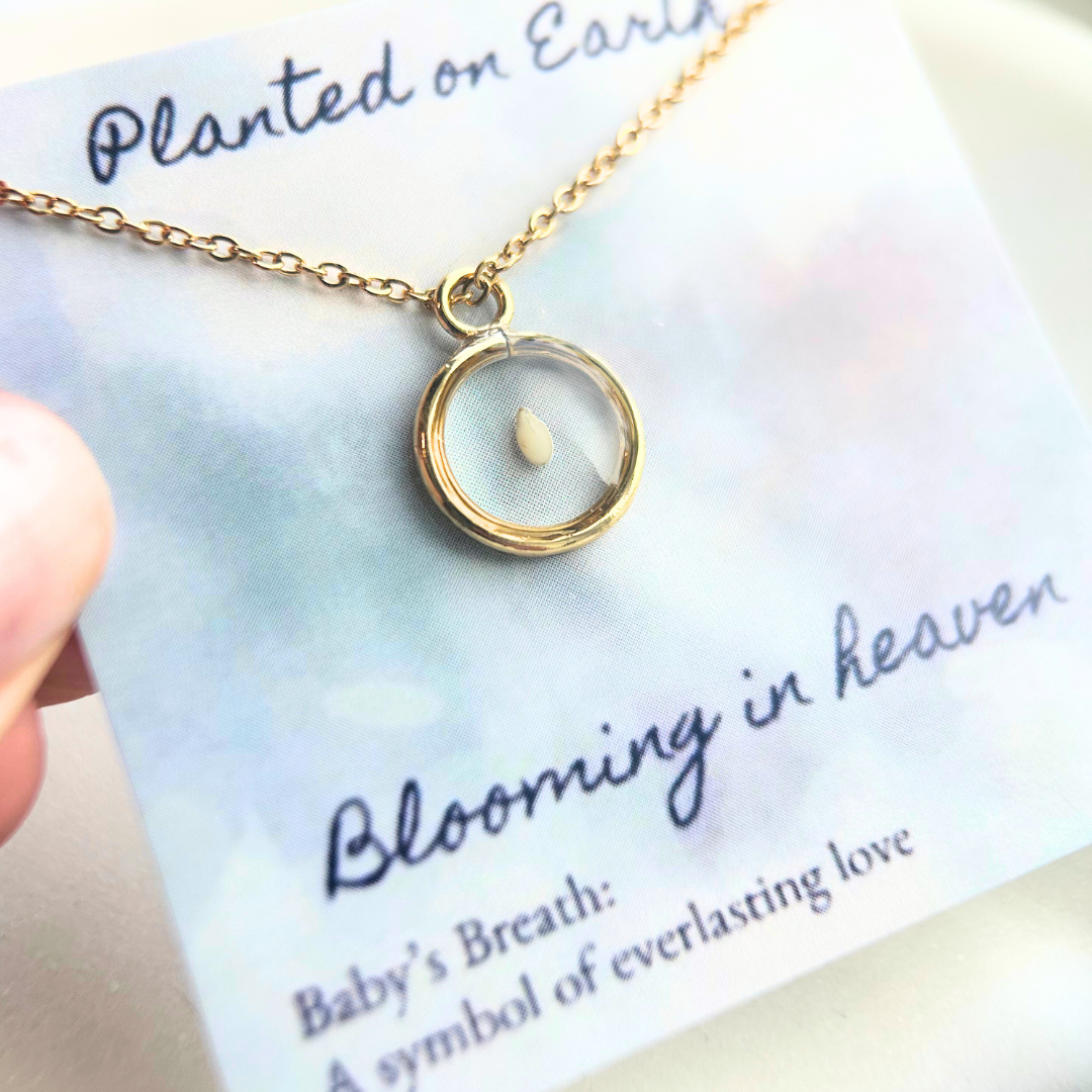 Sesame seed necklace | 5 weeks gestational age miscarriage necklace