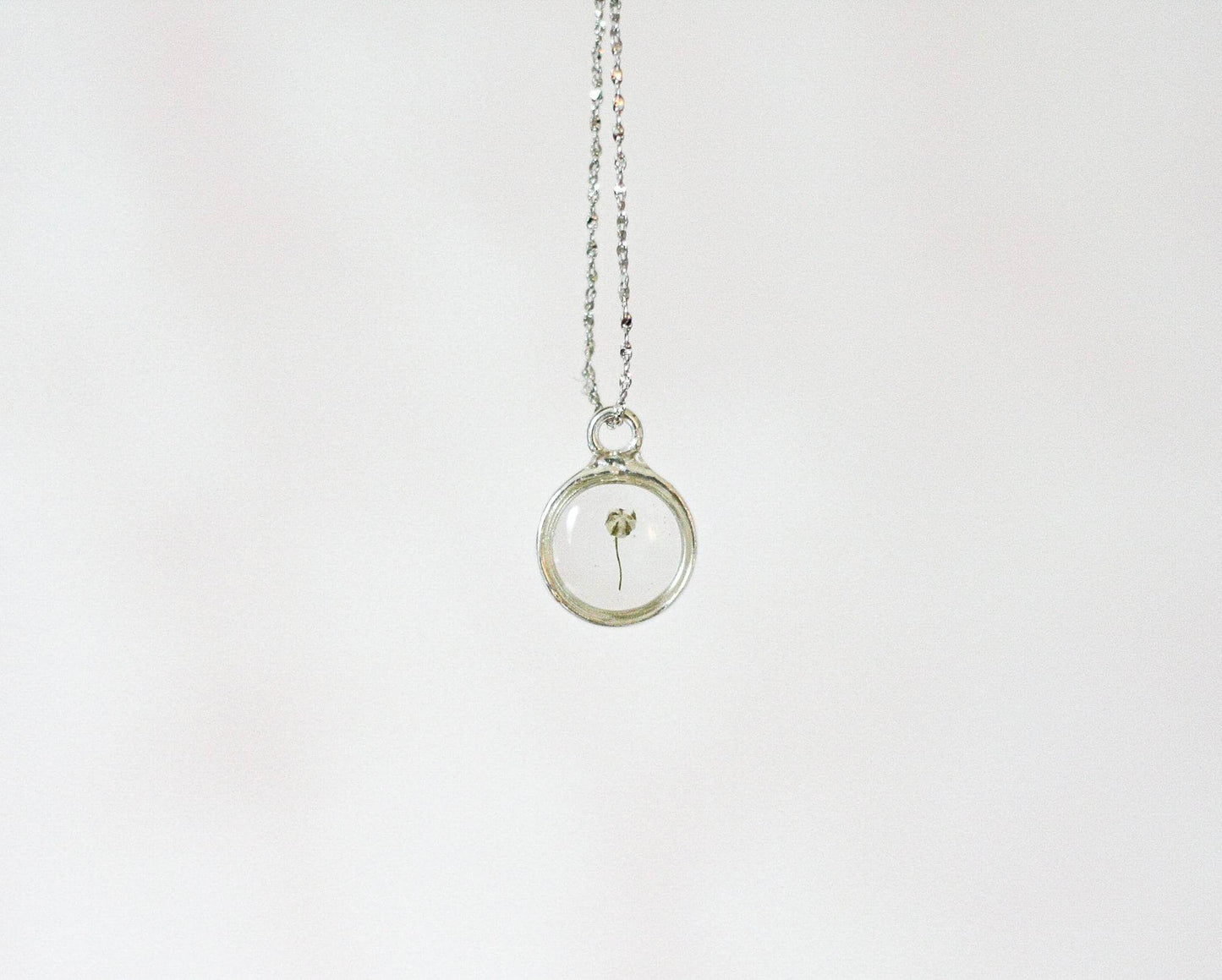 Baby's Breath Flower Necklace | Sterling Silver Circle Pendant - Rest of the Nest