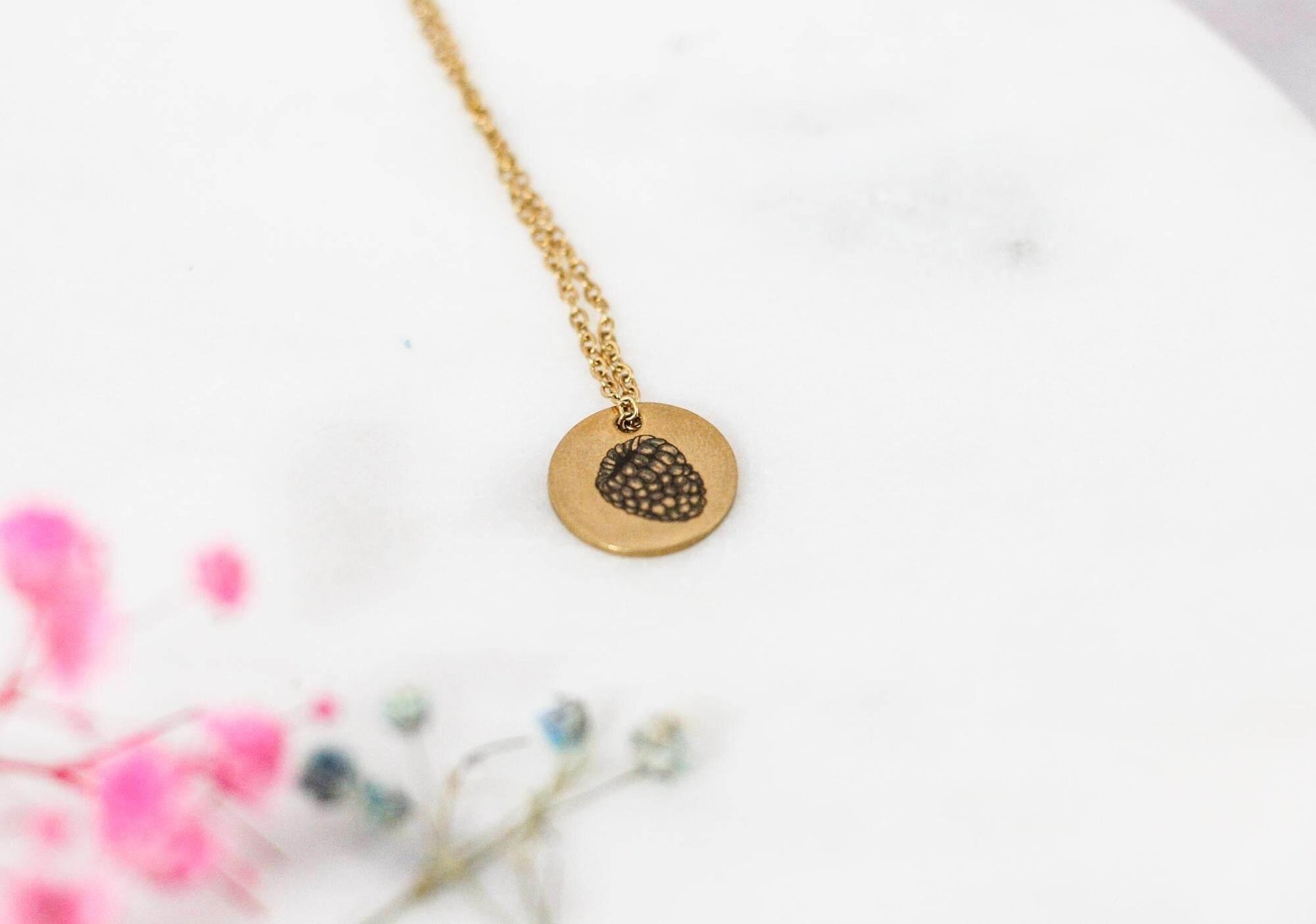 Raspberry 8-week Gestation Necklace | Gold Circle Pendant - Sale - Rest of the Nest