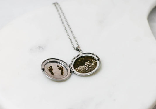 Engraved Sonogram Necklace | Circular Locket - Rest of the Nest