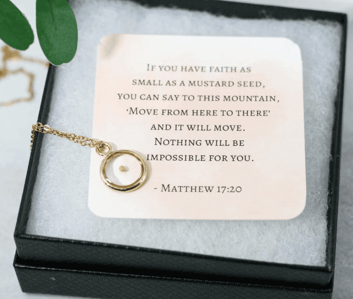 Mustard Seed Religious Necklace | Circle Pendant - Rest of the Nest