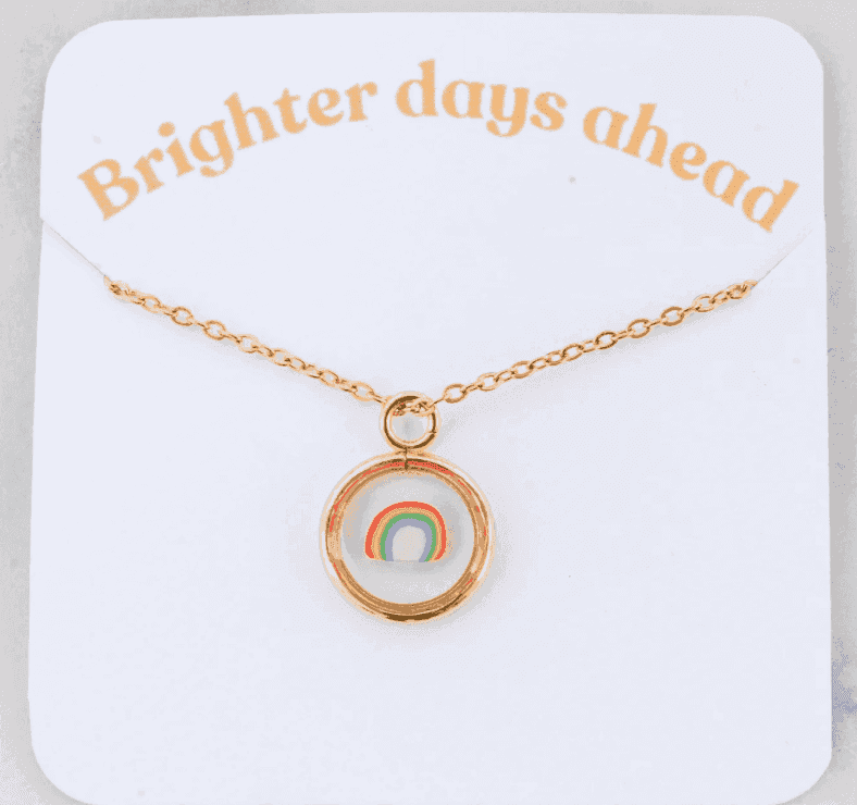 Rainbow Necklace | Yellow Gold Circle Pendant - Sale - Rest of the Nest