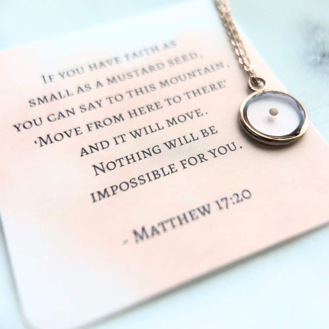 Mustard Seed Religious Necklace | Circle Pendant