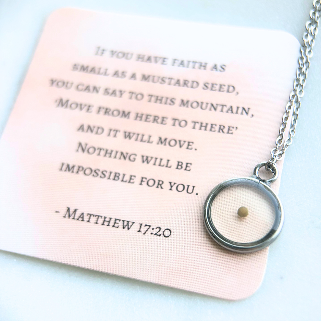 Mustard Seed Religious Necklace | Circle Pendant