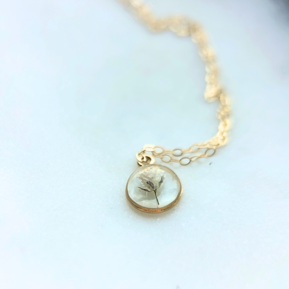 Baby’s Breath Memorial Necklace | 14k Gold Circle Pendant