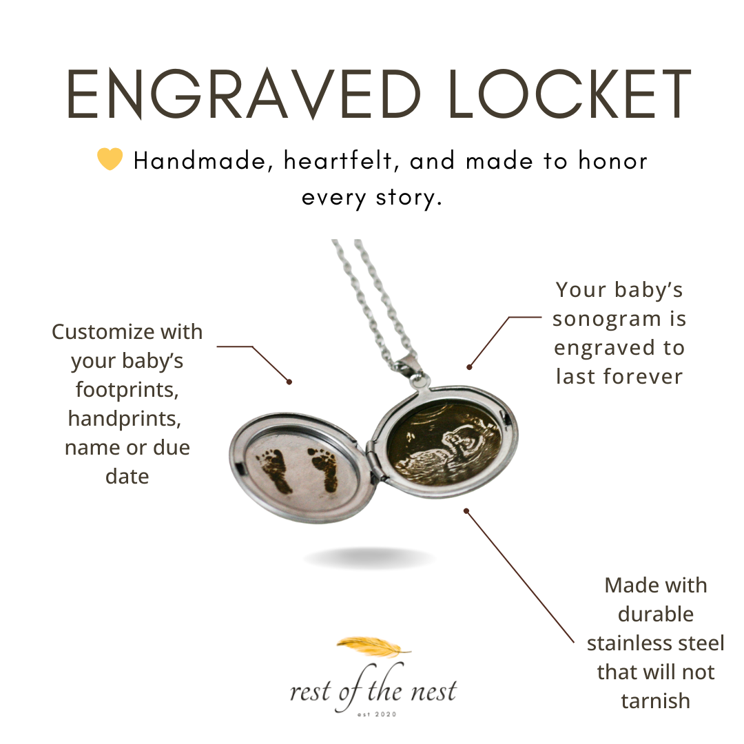 Engraved Sonogram Locket | A Keepsake to Remember Your Baby