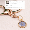 Blue Forget Me Not Flower Keychain | Yellow Gold Circle Pendant