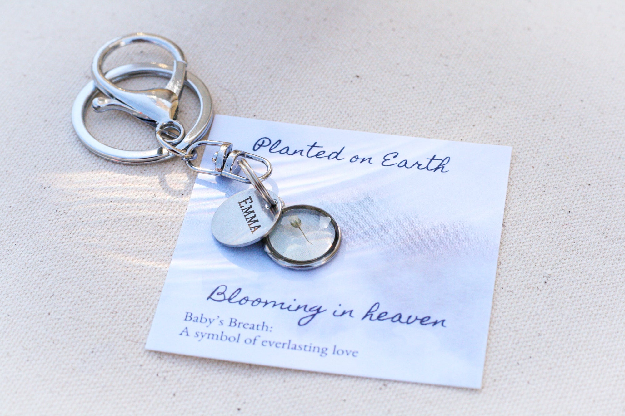 Miscarriage keychain in silver with name engraving