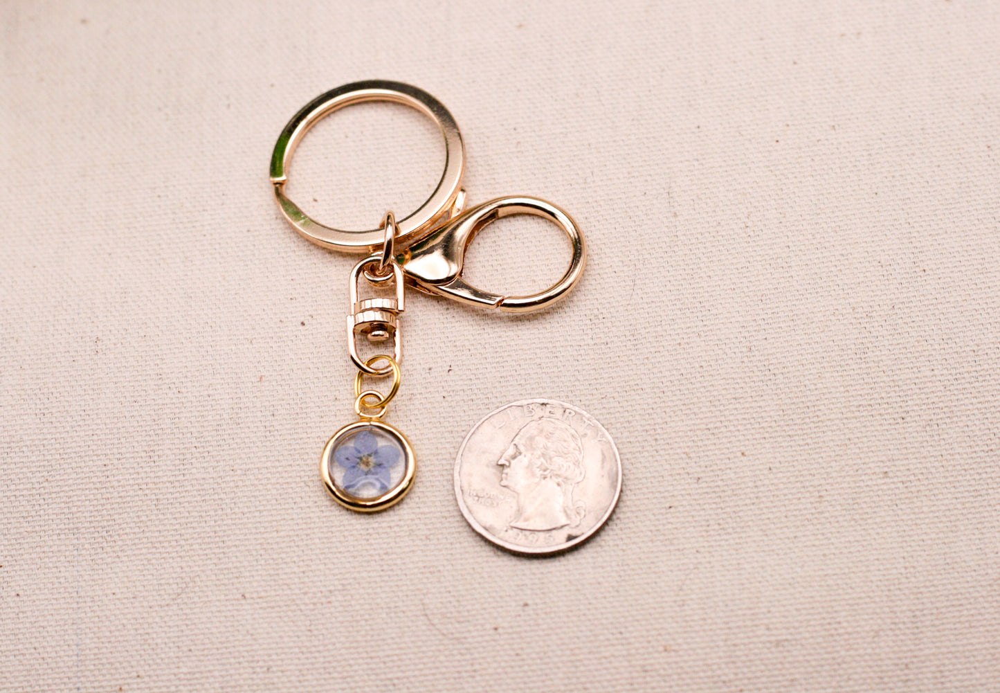 Gold forget me not keychain