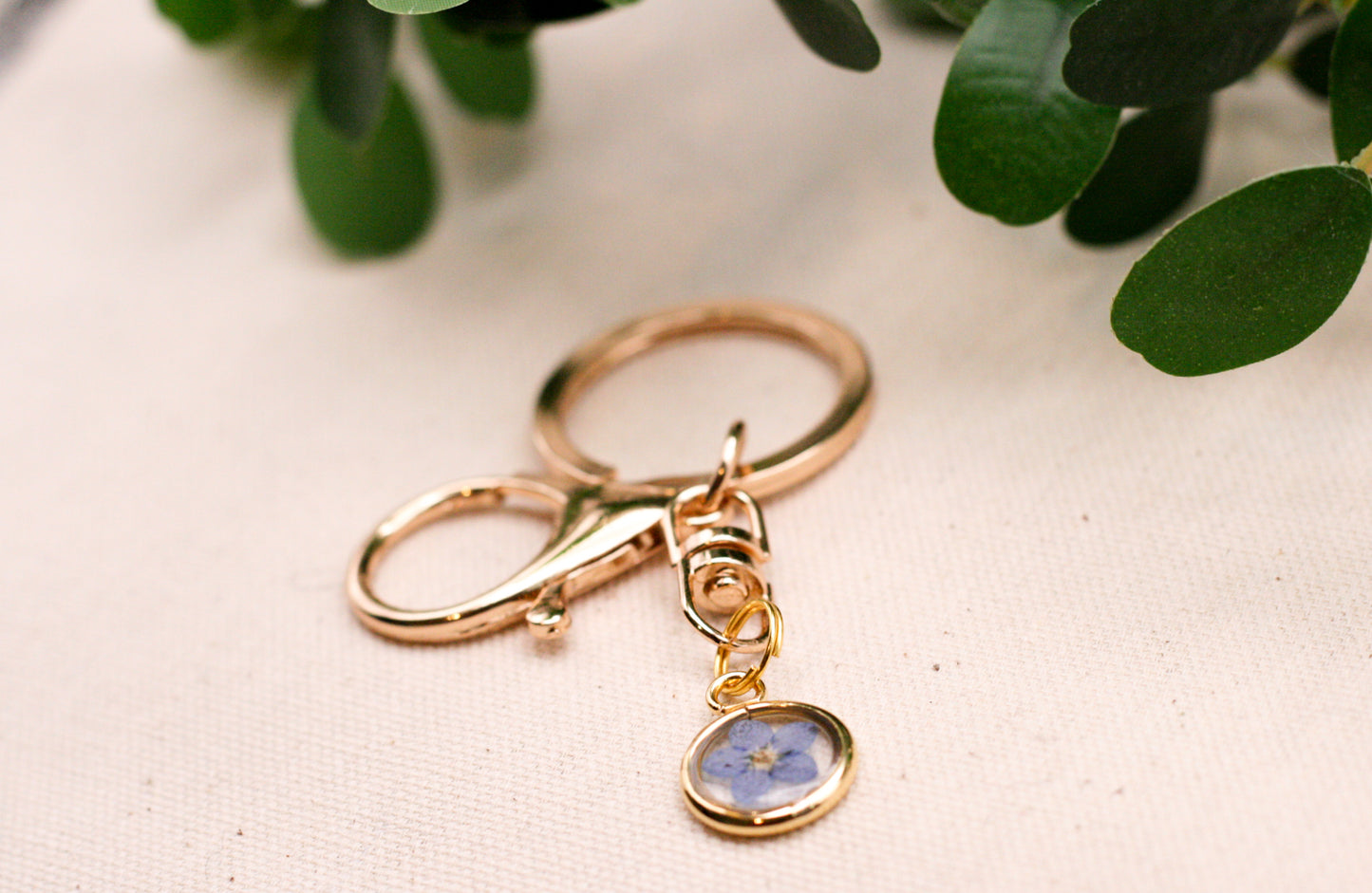 Gold forget me not keychain
