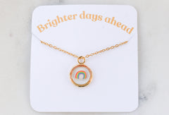 Rainbow Necklace | Yellow Gold Circle Pendant