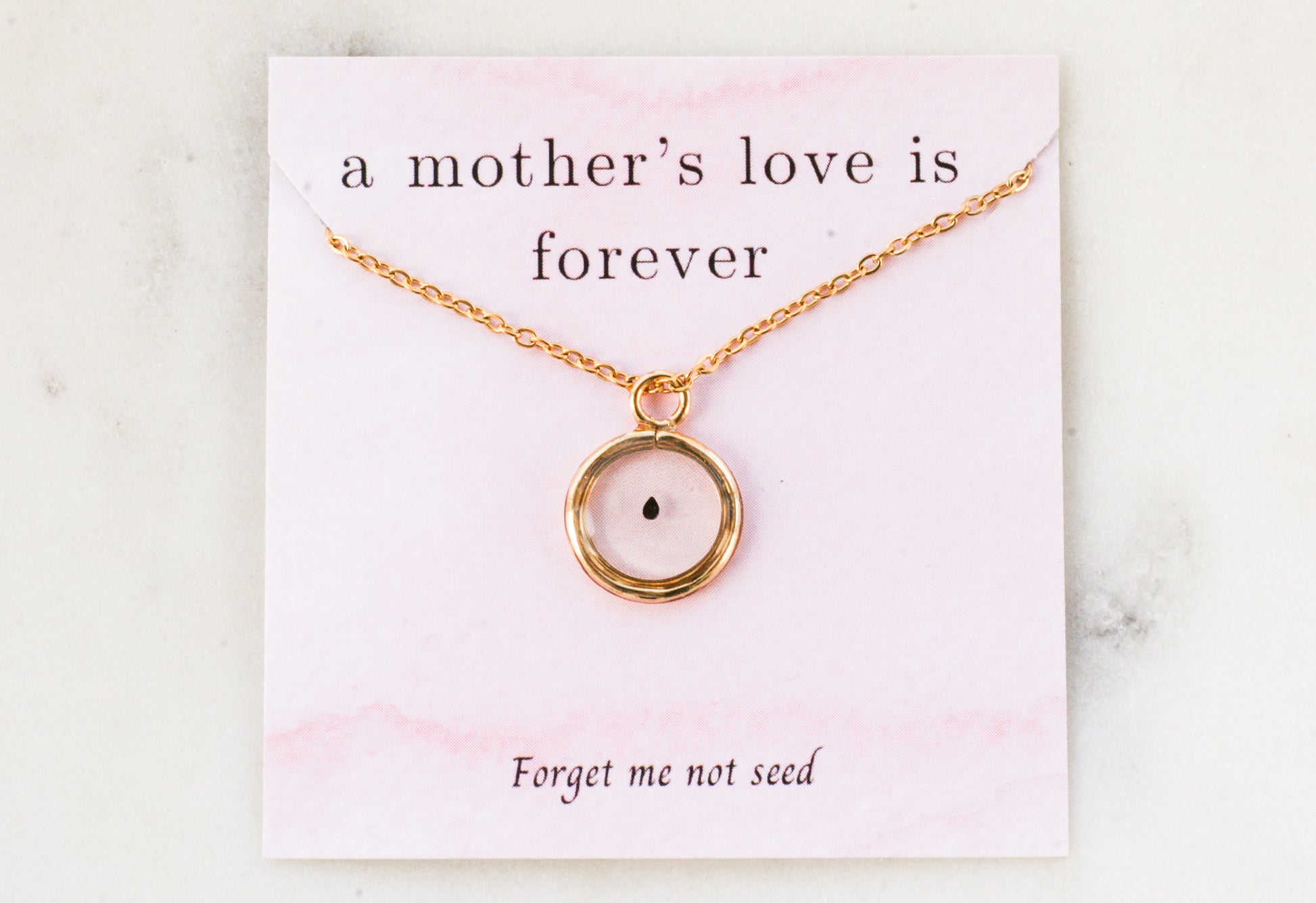 Forget Me Not Seed Necklace | Circle Pendant