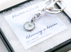 Baby's Breath Keychain | Silver Circle Pendant