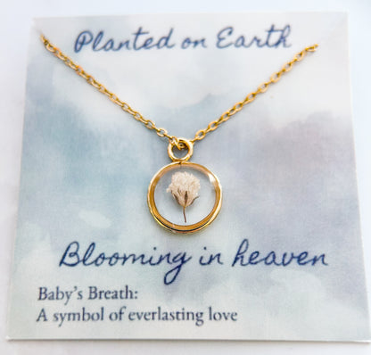 Baby’s Breath Miscarriage Necklace | Real Flower Keepsake