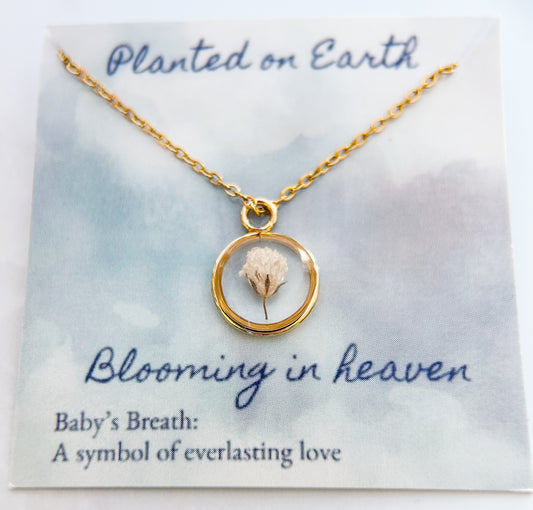 Baby’s Breath Miscarriage Necklace | Real Flower Keepsake