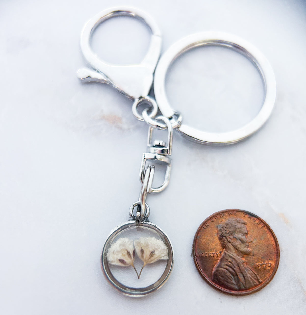 Baby’s Breath Memorial Keychain | Real Flower Remembrance Keepsake
