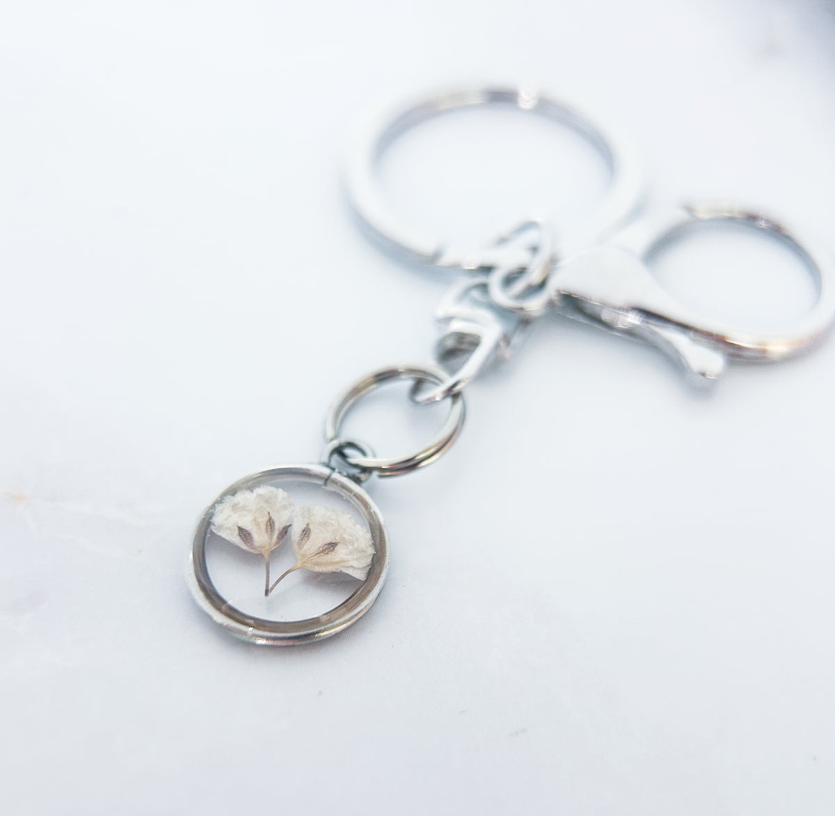 Baby’s Breath Memorial Keychain | Real Flower Remembrance Keepsake