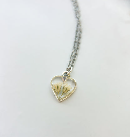 Baby’s Breath Heart Necklace | Memorial & Remembrance Keepsake