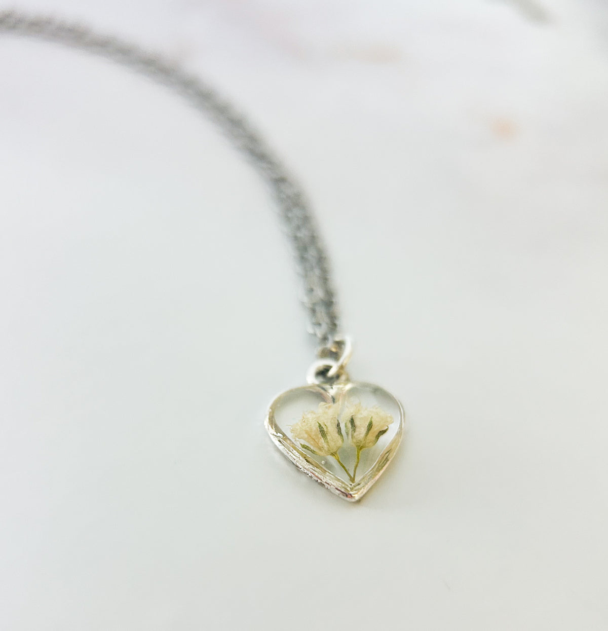 Baby’s Breath Heart Necklace | Memorial & Remembrance Keepsake