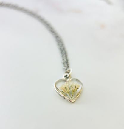Baby’s Breath Heart Necklace | Memorial & Remembrance Keepsake
