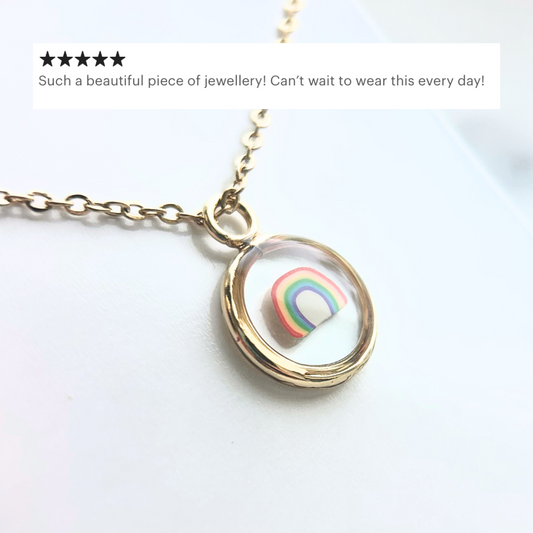 Rainbow Necklace | Yellow Gold Circle Pendant - Sale