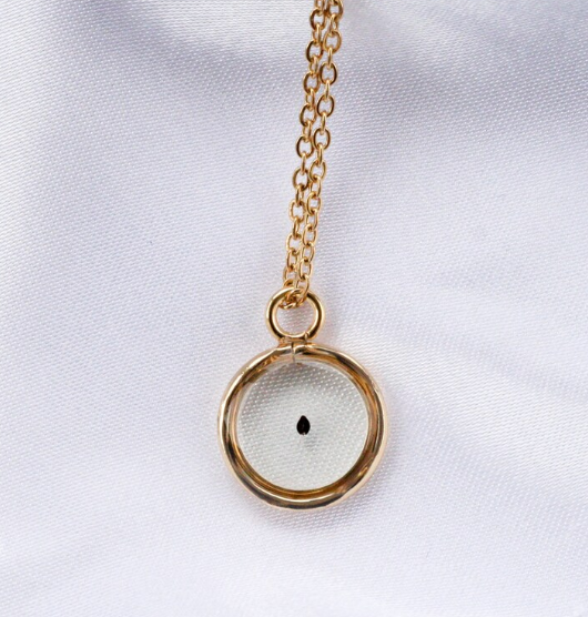 Forget Me Not Seed Necklace in a Yellow Gold (Plated Stainless Steel) Circle Pendant