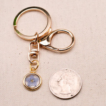 Forget Me Not Flower | Gold Keychain