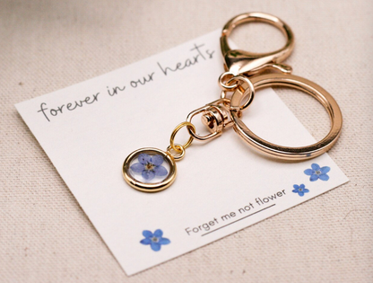 Forget Me Not Flower | Gold Keychain