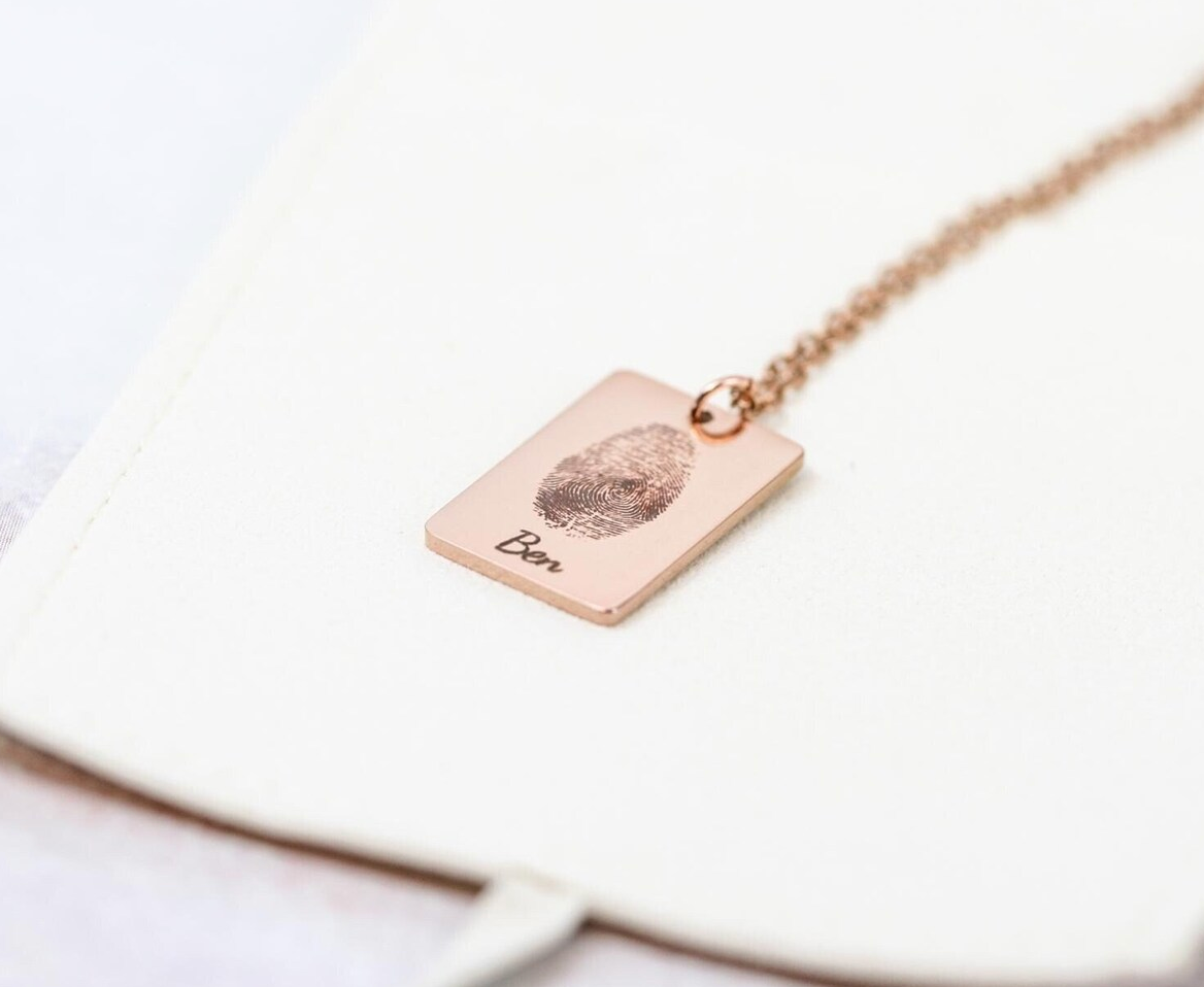 Actual Fingerprint Necklace | Rose Gold Plated Pendant