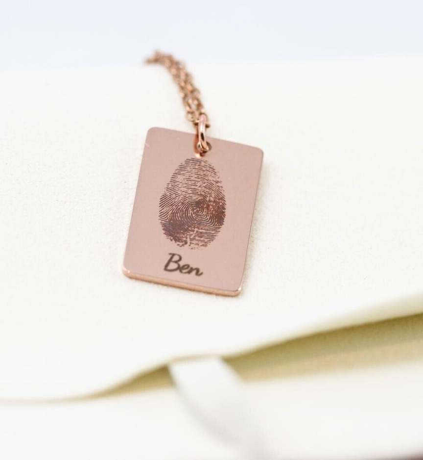 Actual Fingerprint Necklace | Rose Gold Plated Pendant