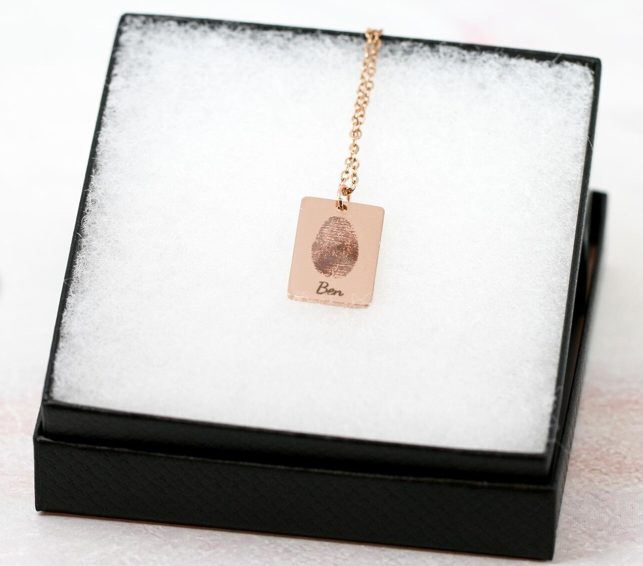 Actual Fingerprint Necklace | Rose Gold Plated Pendant