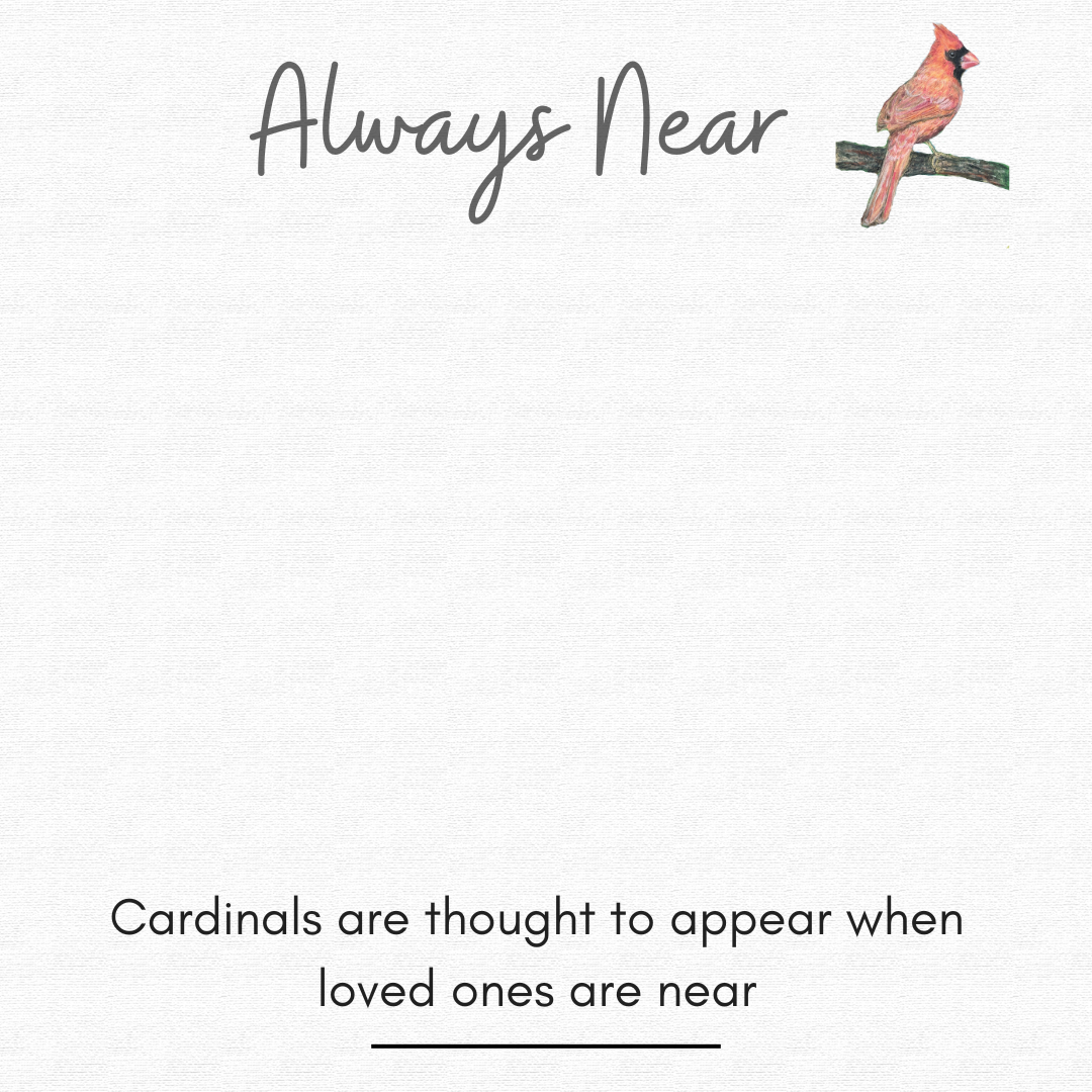 Always Near necklace card with cardinal