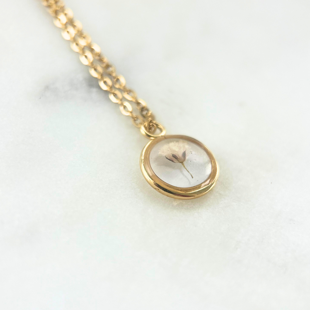 Baby's Breath Flower Necklace | Yellow Gold