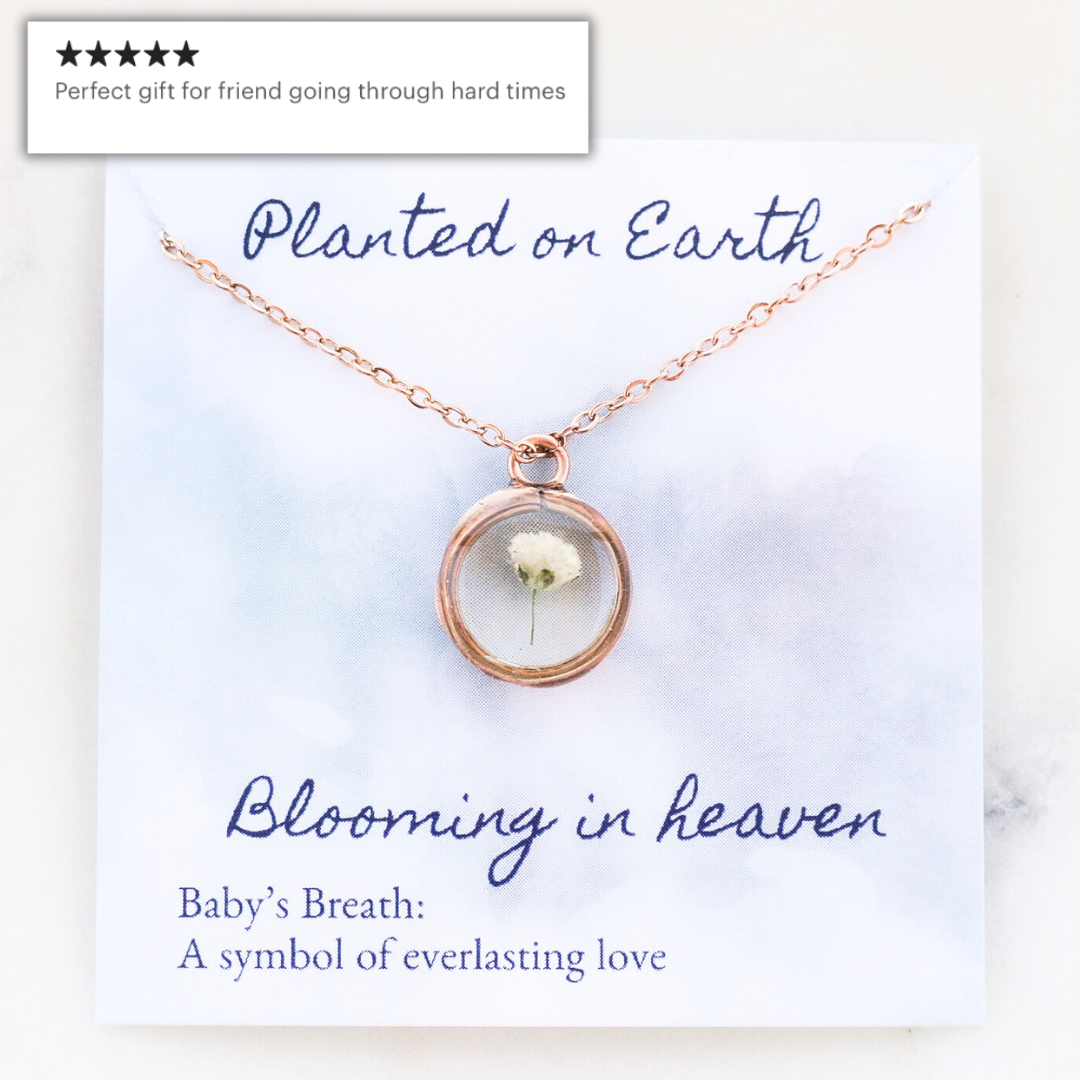 Baby's Breath Flower Necklace | Rose Gold Circle Pendant