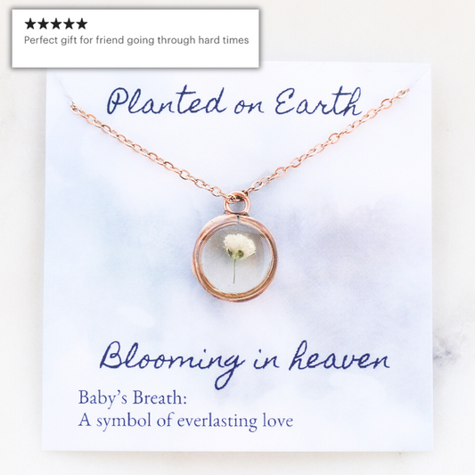 Baby's Breath Flower Necklace | Rose Gold Circle Pendant