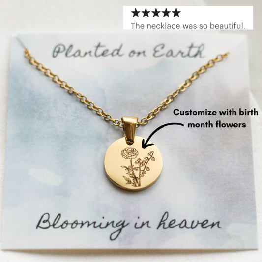 Birth Month Flower Necklace | Circle Pendant