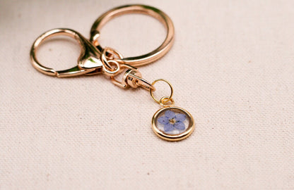 Forget Me Not Flower | Gold Keychain