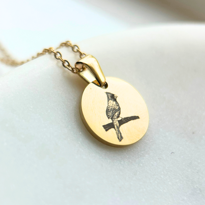 engraved cardinal necklace