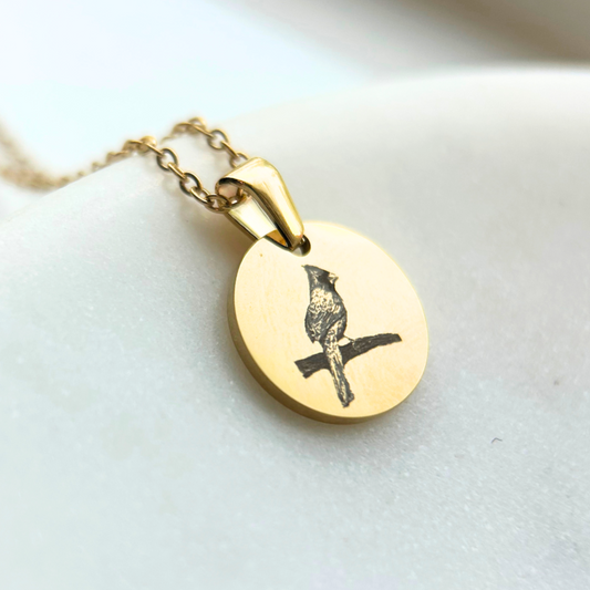 engraved cardinal necklace