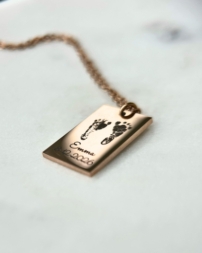 Personalized Footprint Necklace | Name & Date Keepsake